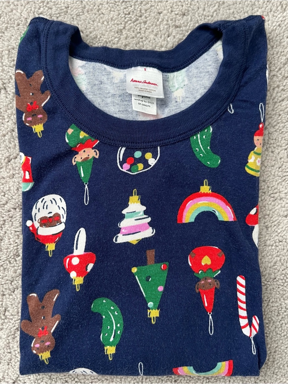 Hanna Andersson Navy Long-Sleeve Holiday Ornament Top